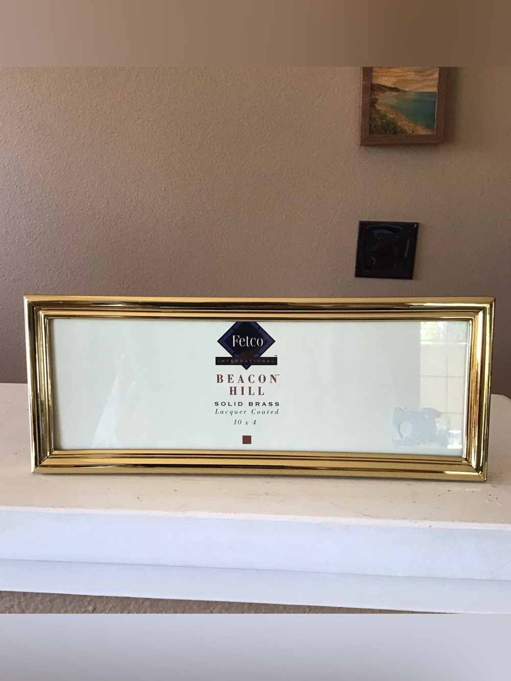 New Vintage Solid Brass Lacquered Coated Picture Frame 10”x4”